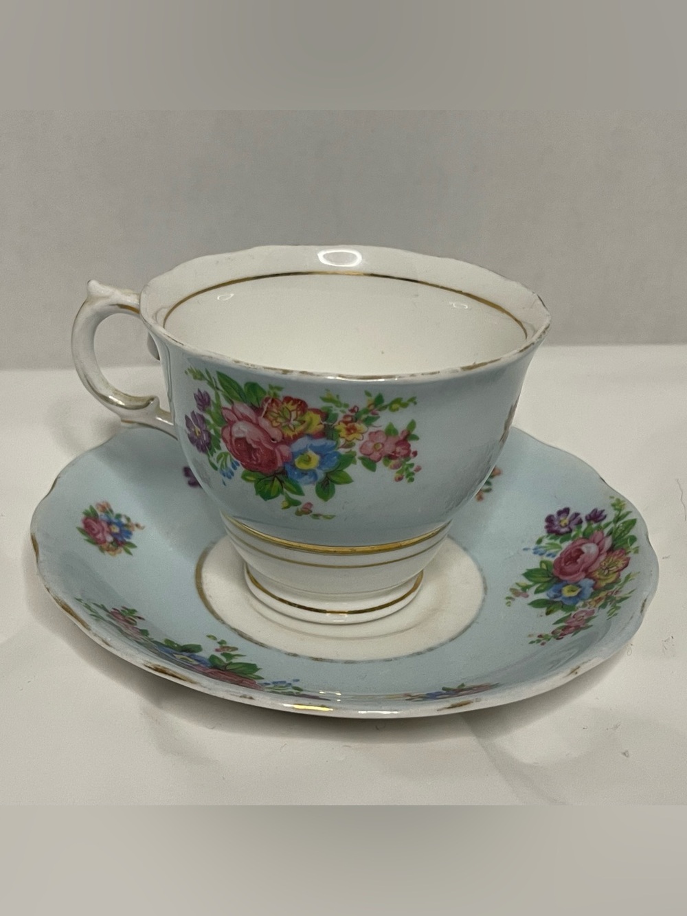Classic Floral Colclough Bone China Tea Cup and Saucer
